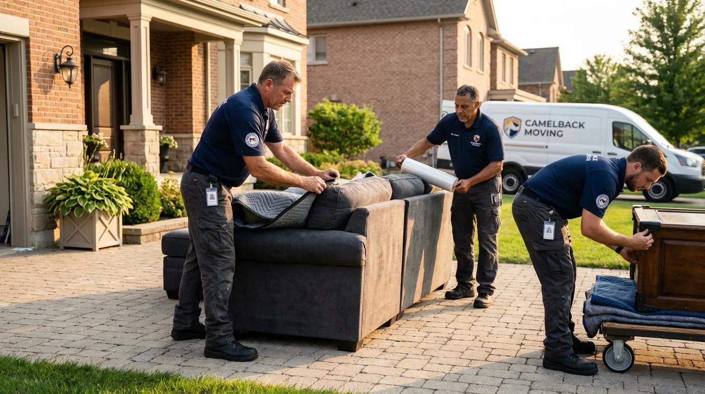 Large estate moving crew wrapping furniture in Haw River, NC